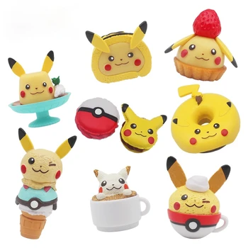 Pokemon Minyatür Kek Şekli Bebek Pikachu Figürleri Tatlı Şeker Oyuncaklar Gachapon Koleksiyonu Masaüstü Süsler Çocuklar Hediyeler