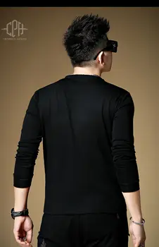 sb1 High end basit dip gömlek uzun kollu tişört erkek yeni moda yarım yüksek yaka gömlek sonbahar ve kış 2022 3