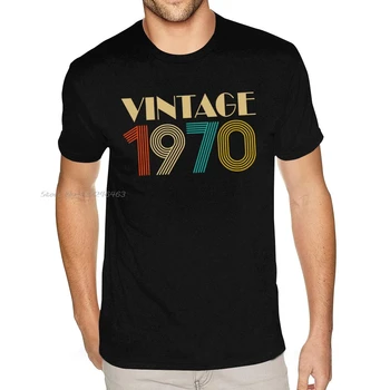 Serin Vintage 1970 50th Doğum Günü Klasik T Shirt Erkekler için Moda Kısa Kollu erkek tişört Yaz tees Vintage Görünümlü Giyim