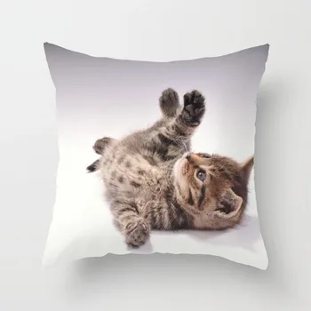 Sevimli Kedi Geometri minder örtüsü Küçük atmak yastık Kılıfı Yastık kılıfı kanepe kılıfı Kare 45cm x 45cm 4
