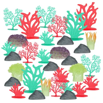 Simülasyon deniz bitkileri mikro peyzaj su bitkileri mercan balık tankı ve bonsai aksesuarları seti modeli süsler dekorasyon