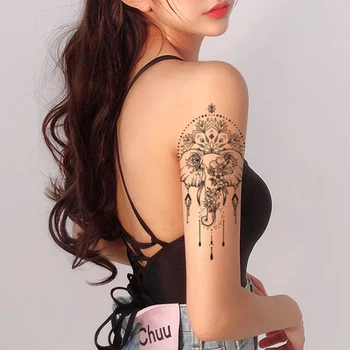 Su Geçirmez Geçici Dövme Sticker Fil Göz Çiçek Flash Kolye Totem Vücut Sanat Kol Su Sahte Dövme Kadın Transfer Dövme 