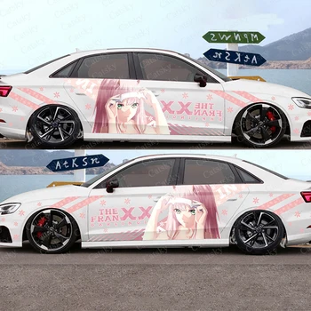 Sıfır İKİ anime kız araba sticker yan araba sarma araç yan grafik araba boyutu desen DIY araba çıkartması SEVGİLİM FRANXX içinde