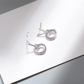 Taban Bellek Tatlı Sevimli Narin Geometrik Daire Moda Gümüş Renk Moda Kadın Dangle Küpe SEA572