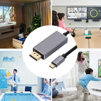 Tip-C Ekran Bağlantı Noktası Dönüşüm 8K 60Hz USB3. 1 DP Kablosu Bilgisayar Projektörü için Gri Kabuk Siyah Çizgi Malzemeleri 3
