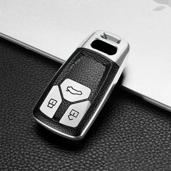 TPU Deri Araba anahtar kapağı kılıfı Anahtar Tutucu Koruyucu Audi A4 B9 Q5 Q7 TT TTS 8S 2016 2017 Araba Akıllı Uzaktan Aksesuarları