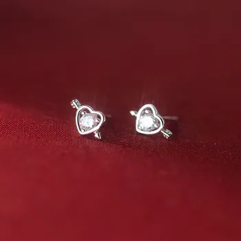 TrustDavis Gerçek 925 Ayar Gümüş Küpe Tatlı Romantik Kalp CZ düğme küpe Kızı Kızlar İçin doğum günü hediyesi Takı DE0018 4