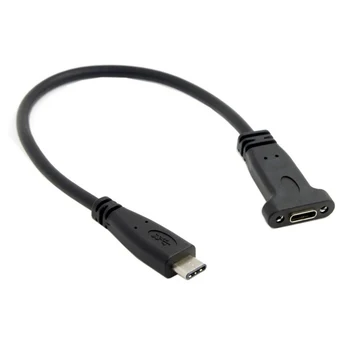 USB 3.1 Tip-C Erkek Kadın Uzatma Veri Kablosu ile Panel Montaj Vida Deliği 20cm macbook galaxy s21