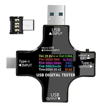 USB Güç Ölçer Çok Fonksiyonlu USB C Metre IPS Renkli Ekran USB kablosu Ölçer PD3.0/PD2.0 QC3.0/QC2.0 BC1. 2 C Tipi Cihazlar