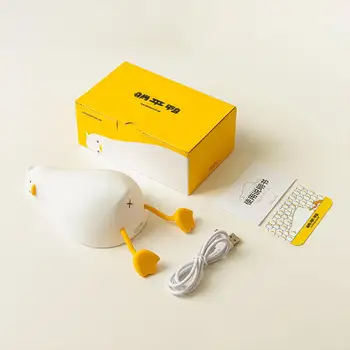 USB Şarj Edilebilir Ördek Gece Lambası Okşama Anahtarı Çocuk Çocuk Yatak Odası Başucu Masa Lambası Dekor Silikon Atmosfer doğum günü hediyesi 5