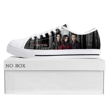 Vampire Diaries Damon Salvatore Düşük Üst Sneakers Yüksek Kalite Mens Womens Genç Kanvas Sneaker Çift Ayakkabı Özel Ayakkabı