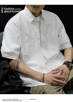 W0709 Kısa kollu gömlek erkek yaz ince kesit high-end 2022 yeni moda marka rahat ceket yarım kollu
