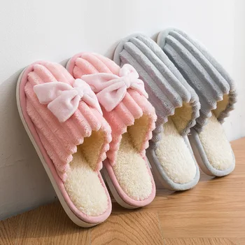 Yay Terlik Peluş Kış Sıcak Erkek Kadın Ayakkabı Bayanlar Ev Çift Slaytlar Moda Kürklü Yumuşak Kaymaz Yatak Odası Flip Flop Platformu