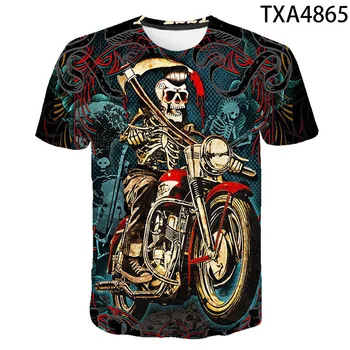Yaz Goth Kafatası Korku 3D Baskılı Pamuklu T Shirt Casual Erkek Kadın Çocuk Kısa Kollu Erkek Kız Çocuklar streetwear tişört