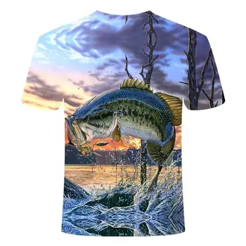 Yaz Son 2021 Balık dış mekan t-shirt Erkekler 3D Serin Baskı Balıkçılık Erkekler Kısa Üstleri Ocollar Casual Erkek Balıkçılık T-shirt 4