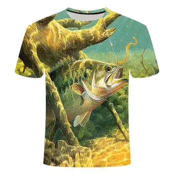 Yaz Son 2021 Balık dış mekan t-shirt Erkekler 3D Serin Baskı Balıkçılık Erkekler Kısa Üstleri Ocollar Casual Erkek Balıkçılık T-shirt 5