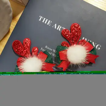 Yeni Kawaii Noel Elk Kulak saç tokası Kadın Kız Beyaz Top Saç Tokası Noel Partisi Tokalarım Çocuklar İçin Cosplay Şapkalar Hediyeler A9T9