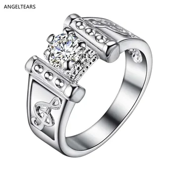 Yeni tasarım Gümüş renk temizle zirkon nişan yüzüğü Moda klasik hediye takı kadınlar İçin Boyutu 6# 7# 8# 9# damla nakliye anel