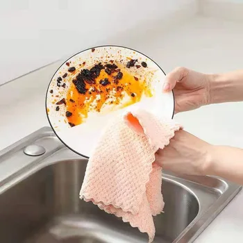 YENİ Yumuşak Mikrofiber mutfak havluları Süper Emici Bulaşık Bezi Anti-gres Silme Paçavra Yapışmaz Yağ Ev temizlik havlusu 3