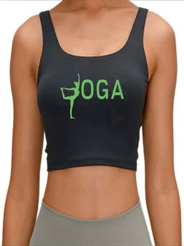 Yoga Baskı Premium Slim Fit Tank Top kadın Yoga Spor Egzersiz Kırpma Üst Spor Yelek