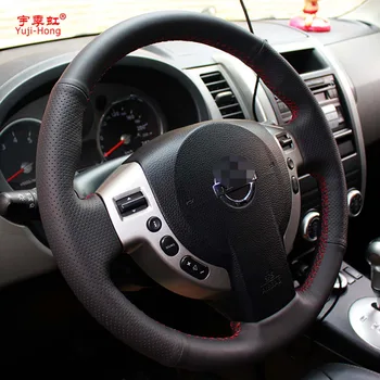 Yuji için Hong Araba direksiyon Kapakları Nissan Qashqai Rouge X-Trail 2010-2012 için El dikişli Üst Katman Hakiki İnek Deri 1