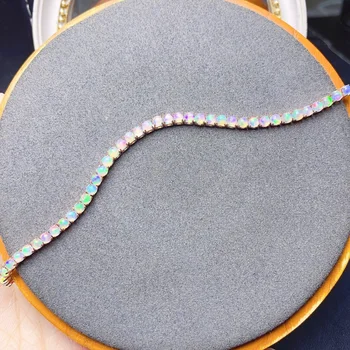 YULEM Lüks Opal tenis bilekliği Parti için 3mm * 3mm 100 % Doğal Opal Gümüş Bilezik 925 Gümüş Opal Takı Eşi için Hediye