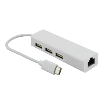 yüksek hızlı usb hub 3.1 Tip-C USB-C Ethernet LAN adaptörü İle 3 Port USB macbook için hub Dizüstü Windows