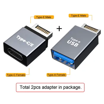 Zihan Başlık Erkek Tip-E 2 adet Tip-A ve Tip-C USB 3.1 Ön Panel USB-C Adaptörü 0