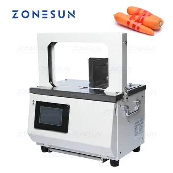 ZONESUN Otomatik Çemberleme Makinesi Opp Sıcak Eriyik Süpermarket Sebze Balya Sosis Gıda Bant Çemberleme Ciltleme Makinesi