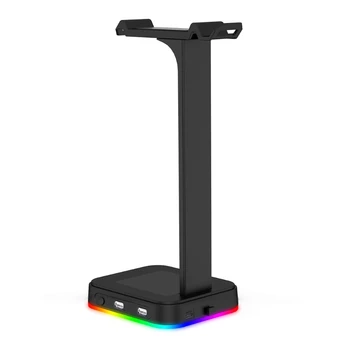 Çok Fonksiyonlu Kulaklık Standı 4 in1 RGB Oyun Kulaklık Standı 2 USB şarjlı Masaüstü Masa Oyunu Kulaklık Aksesuarları