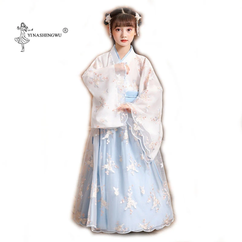 Çin Tarzı Geleneksel Antik Hanfu Kız Cosplay Kostüm Dantel Elbise Tang Takım Elbise Süper Peri Prenses Çocuk Kız Hanfu Kostüm