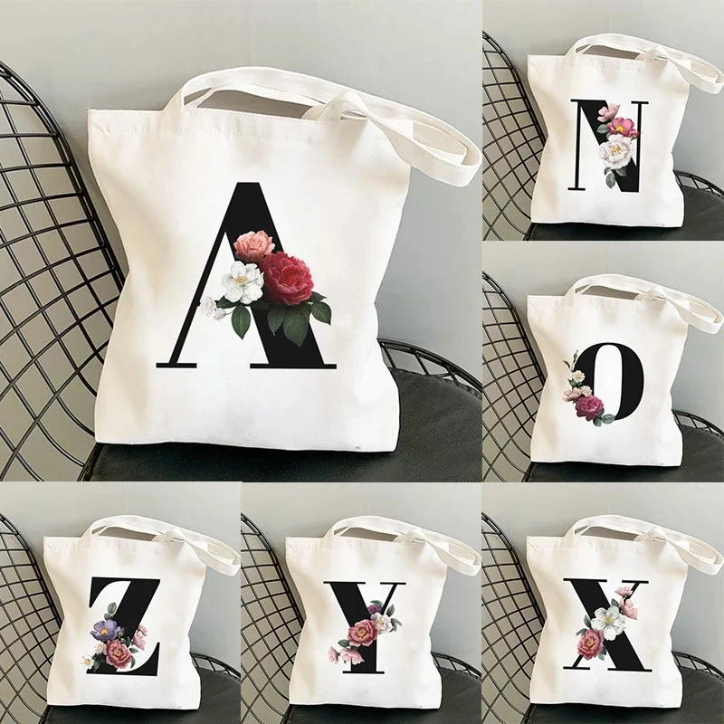 Çiçek Mektup Bolsa Feminina Tuval Omuz Çantaları Büyük Kapasiteli Vahşi Messenger Çanta Sevimli Eğlenceli Çanta Kadın Alışveriş Çantaları