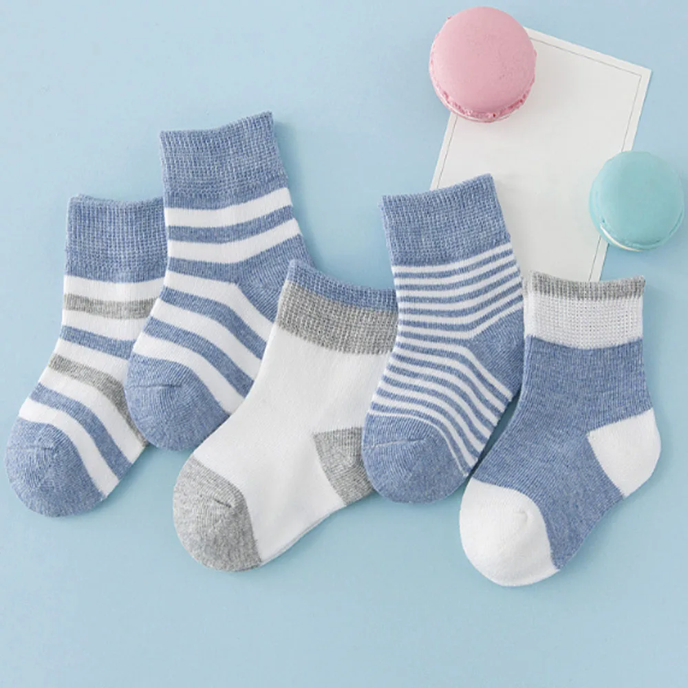 Çocuk Çocuk Paketi 5 Organik Çizgili Pamuk Sevimli sıcak tutan çoraplar Bebek Erkek ve Kız için