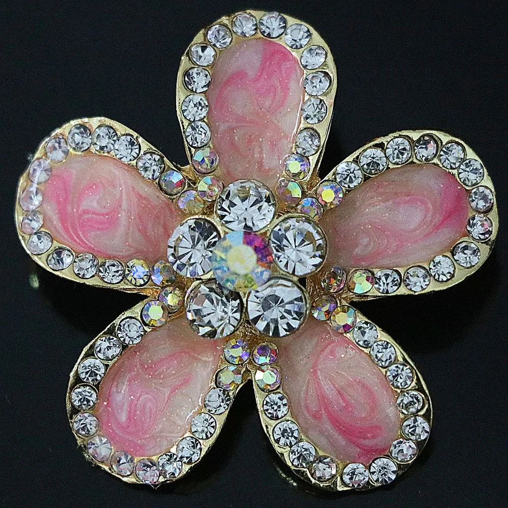 Üst satış Bohemia yuvarlak çiçek broş kadınlar için aksesuar renkli kristal takılar altın renk moda takı B1231 3