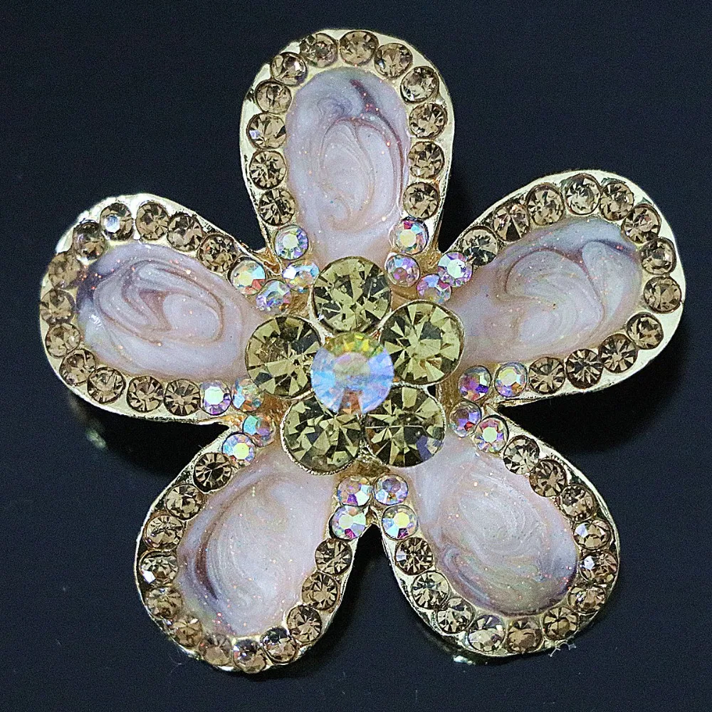 Üst satış Bohemia yuvarlak çiçek broş kadınlar için aksesuar renkli kristal takılar altın renk moda takı B1231 4